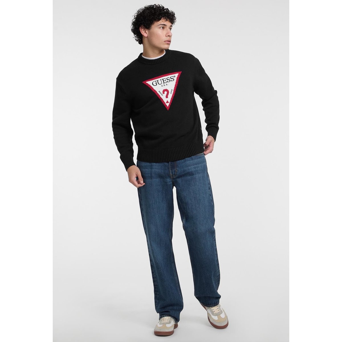Pull Grand Triangle Iconique noir, GUESS
