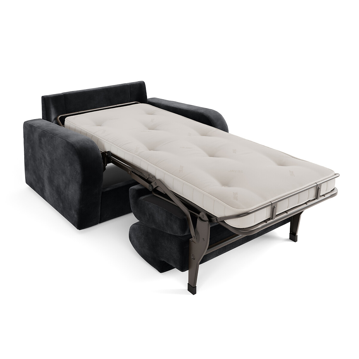 Jay-Be® Deco Luxe Velvet Snuggle Chair Sofa Bed with Deep Sprung Mattress charcoal, JAY-BE