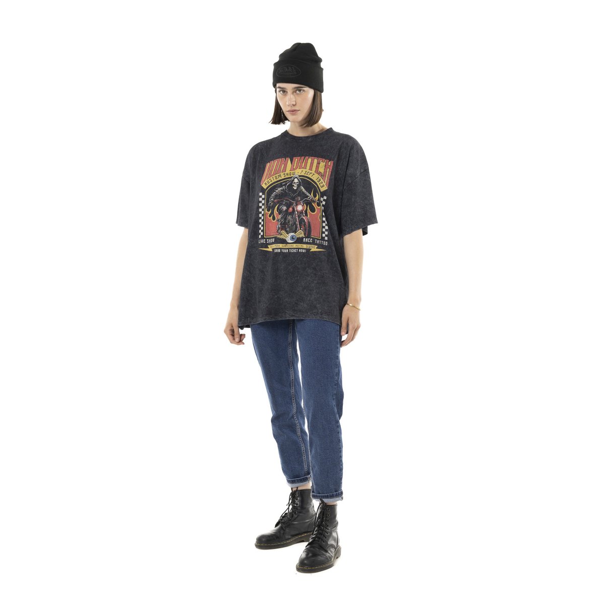T-Shirt coton LIVE SHOW noir/jaune/rouge, VON DUTCH