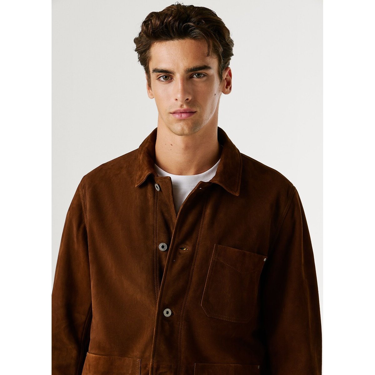 Blouson en cuir SINBAR marron, PEPE JEANS