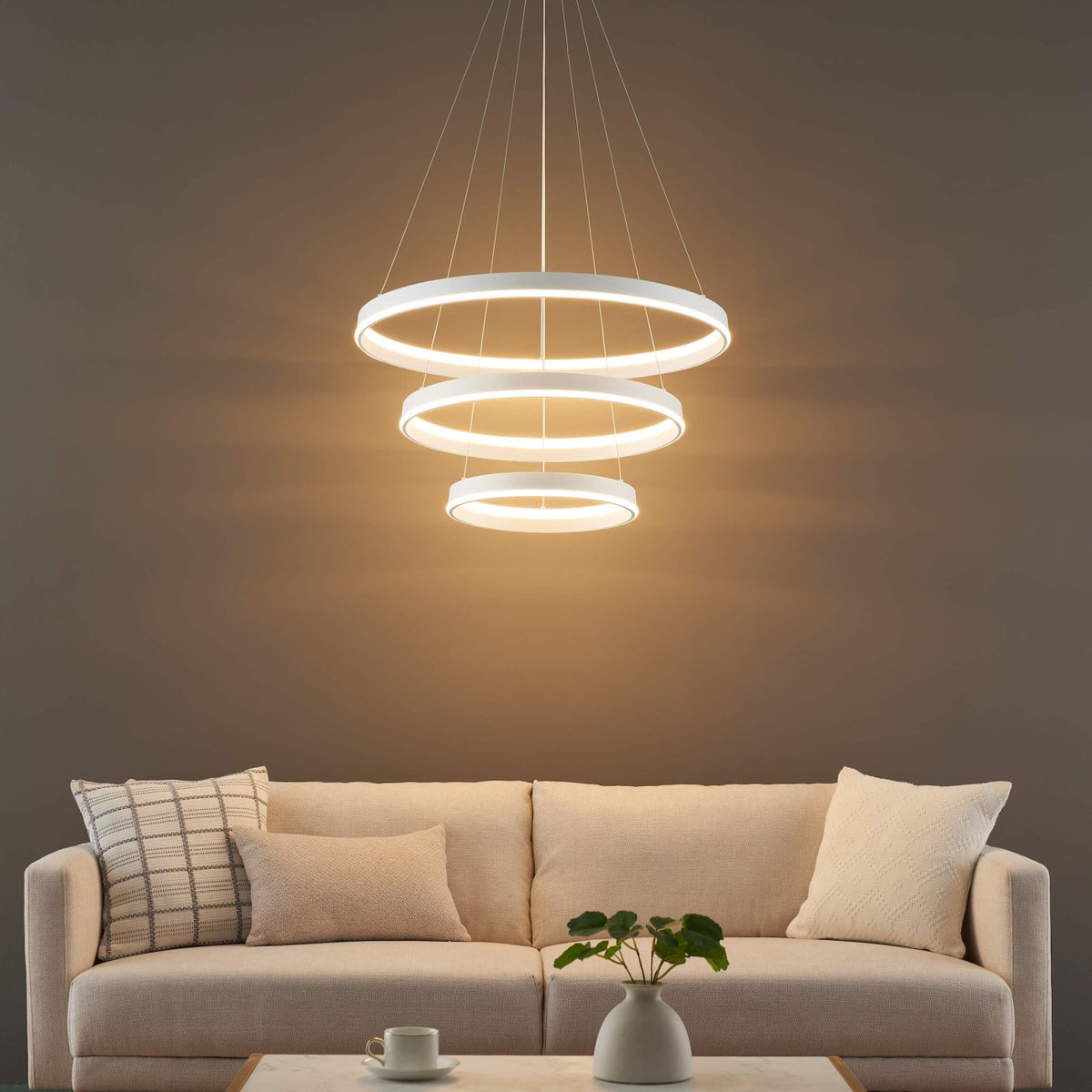 Suspension à trois anneaux LED - NETTUNO blanc, KOSILUM