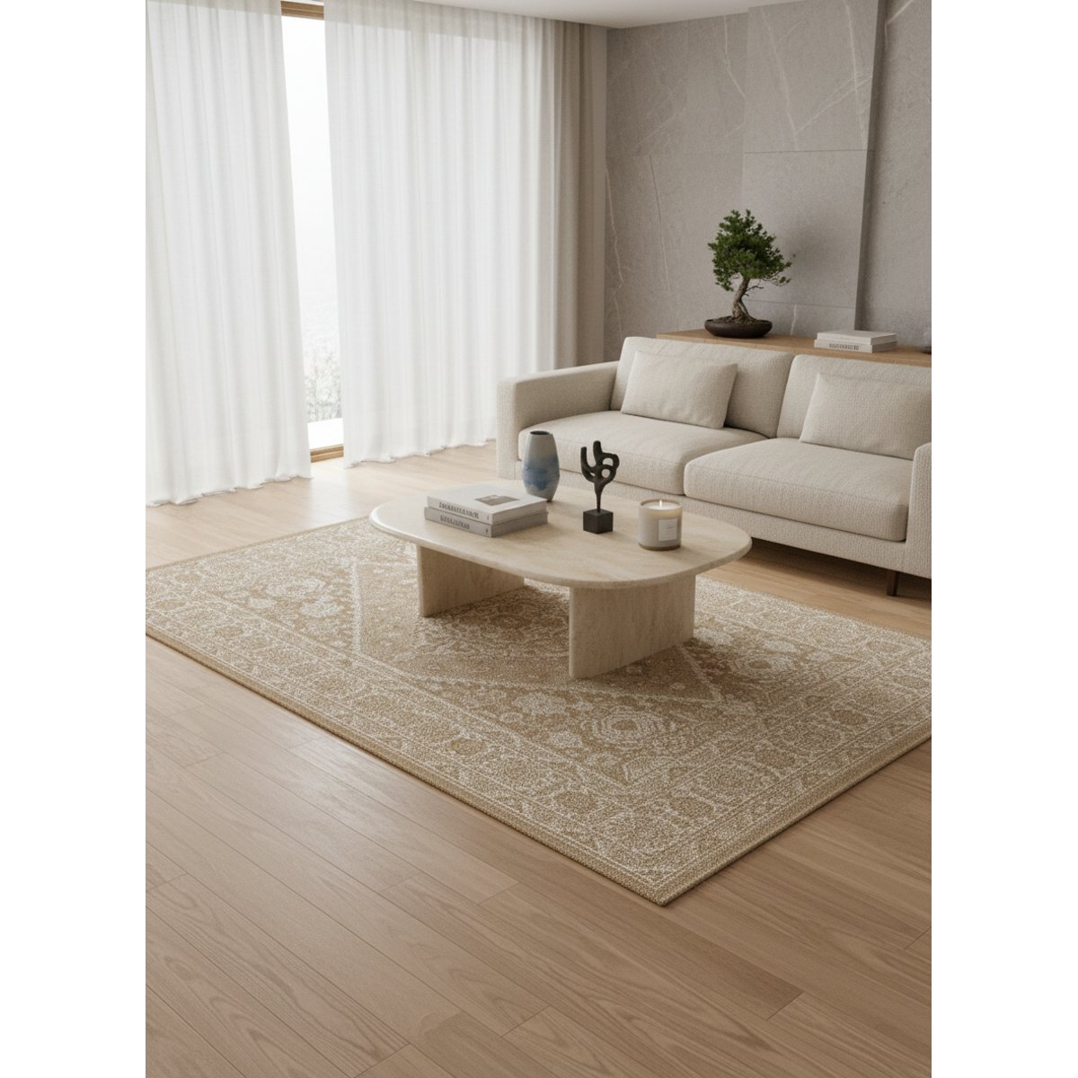Tapis intérieur extérieur LOGGIA beige sable, AFK LIVING