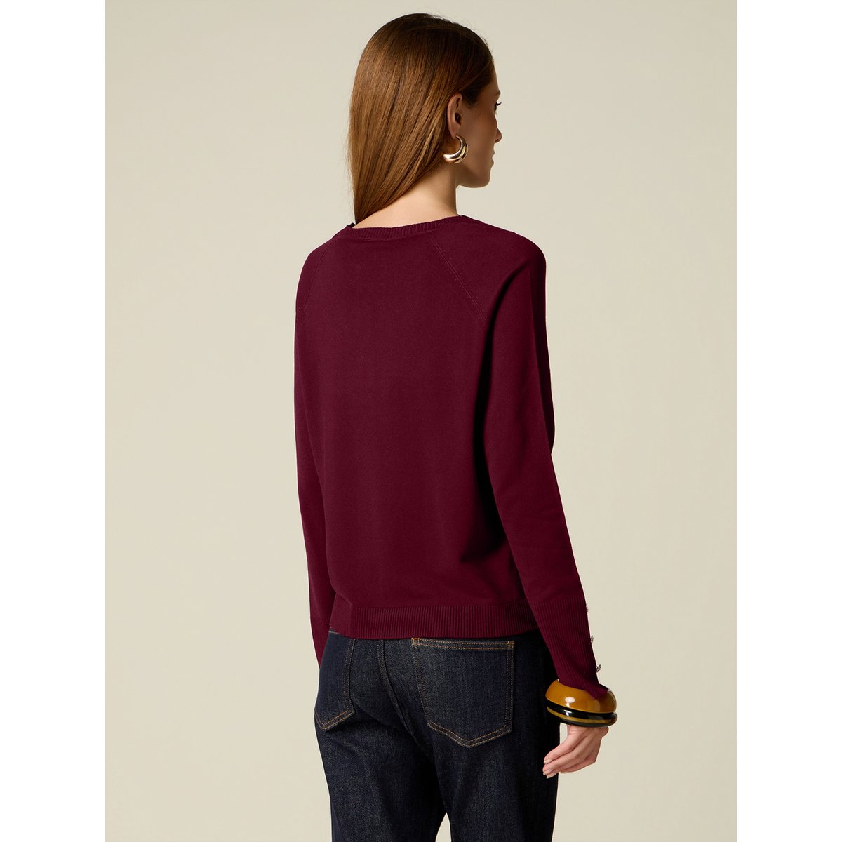 Pull avec détail boutons burgundy, OLTRE