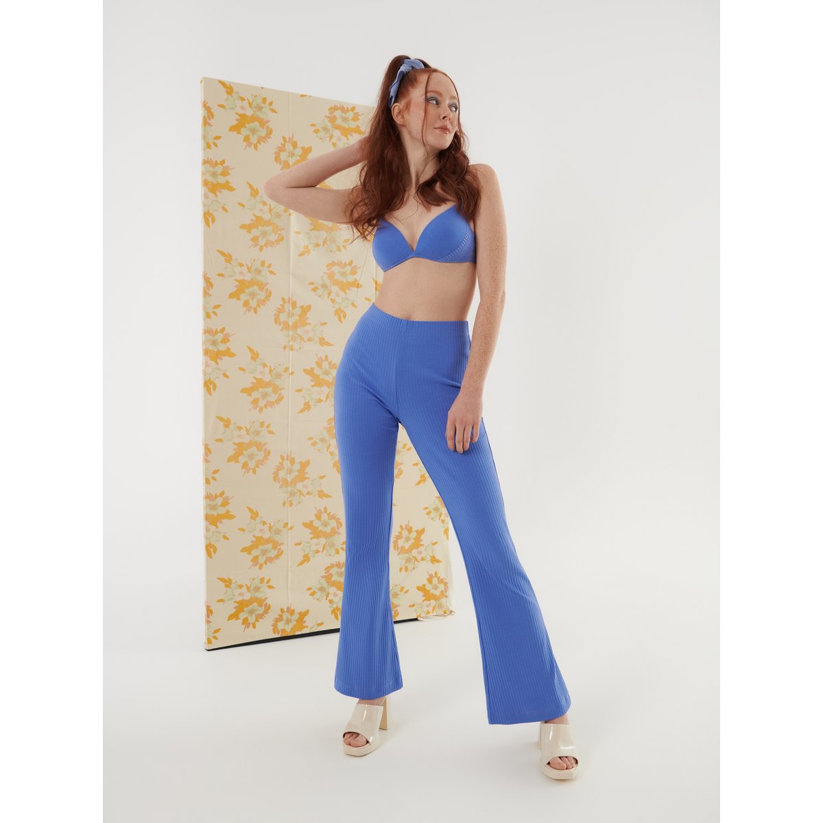 Bas pyjama pantalon évasé Lucky bleu, LISCA