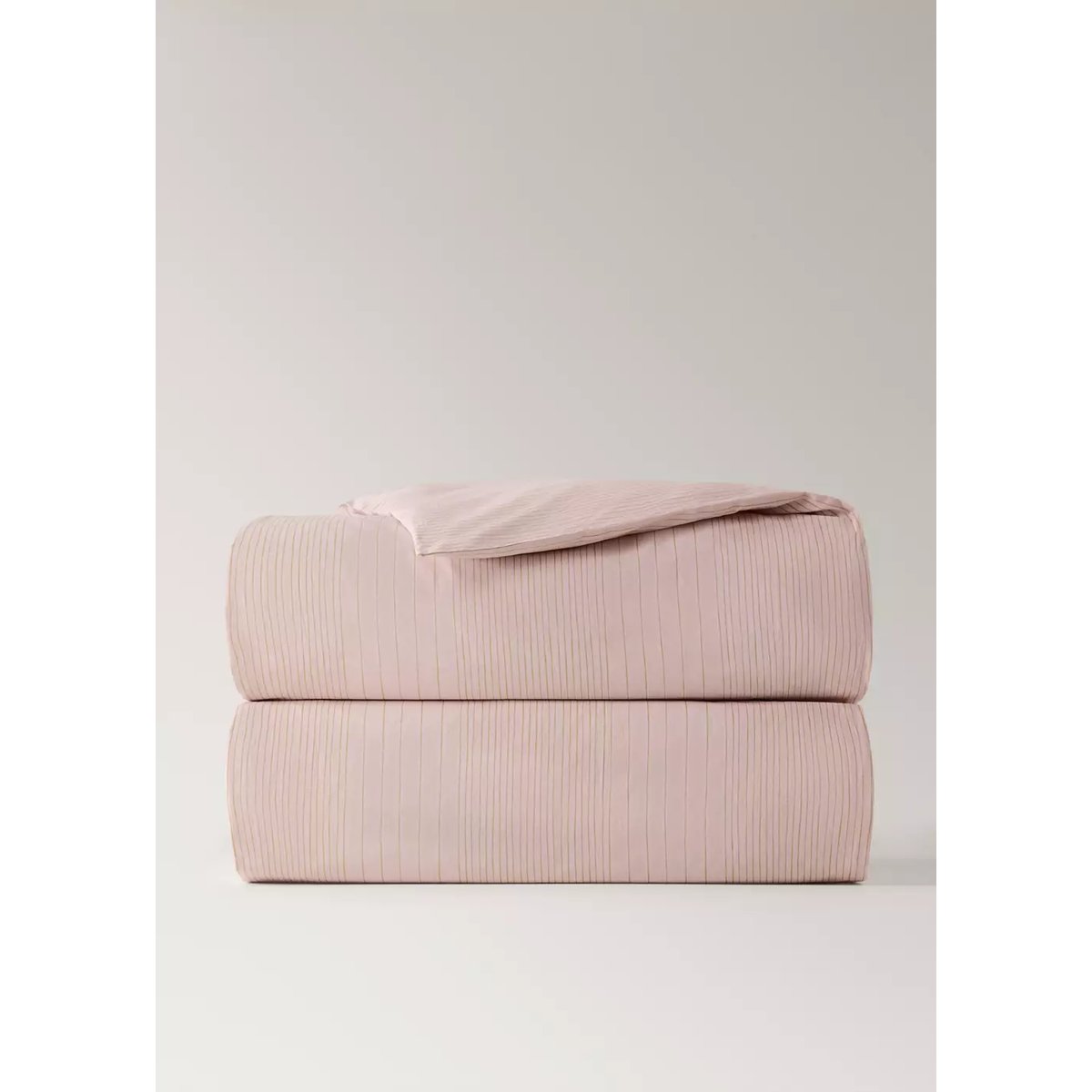 Housse de couette percale de coton rayures aquarelle lit 90 cm rose, MANGO HOME