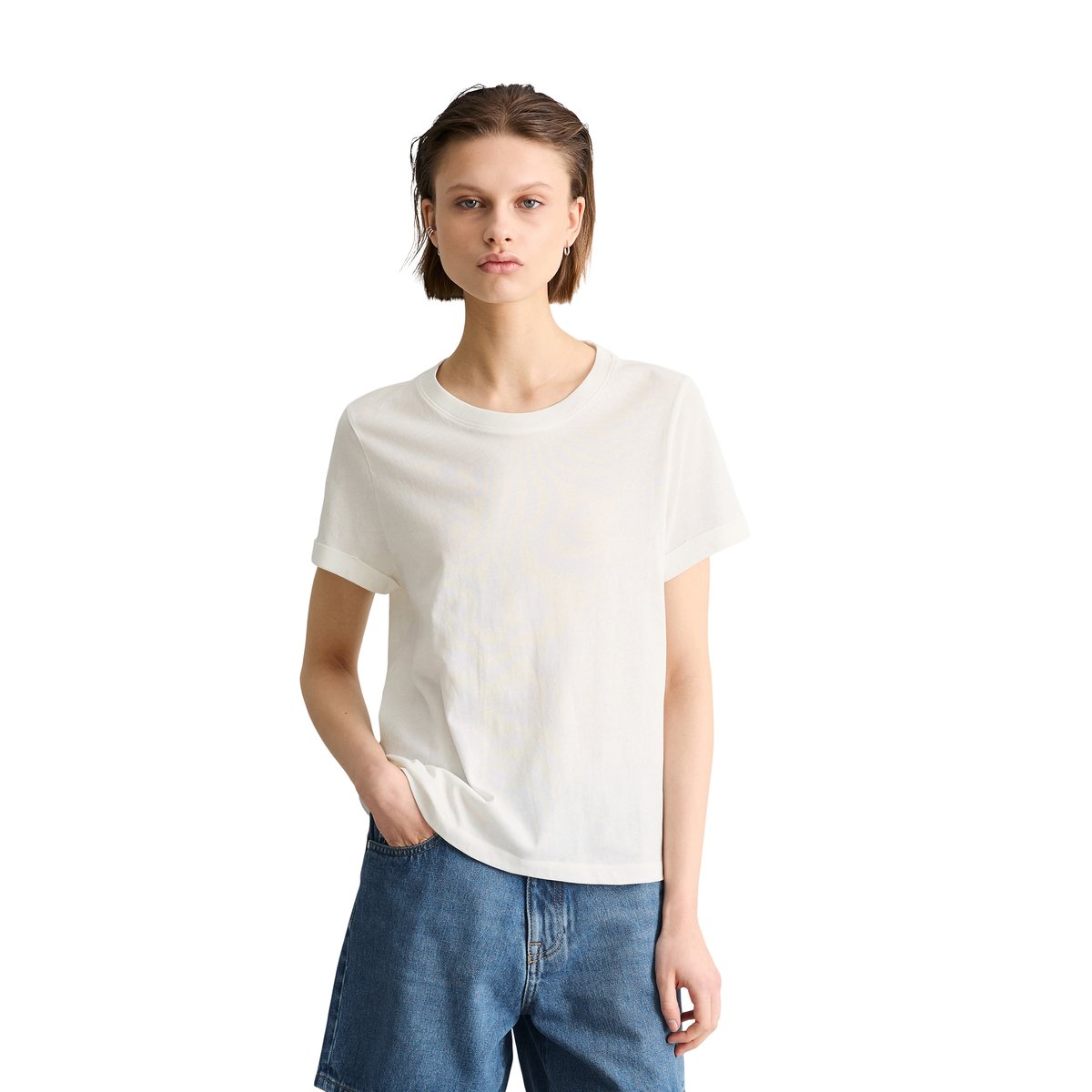 T-shirt relaxed en coton organique blanc, MARC O’POLO DENIM