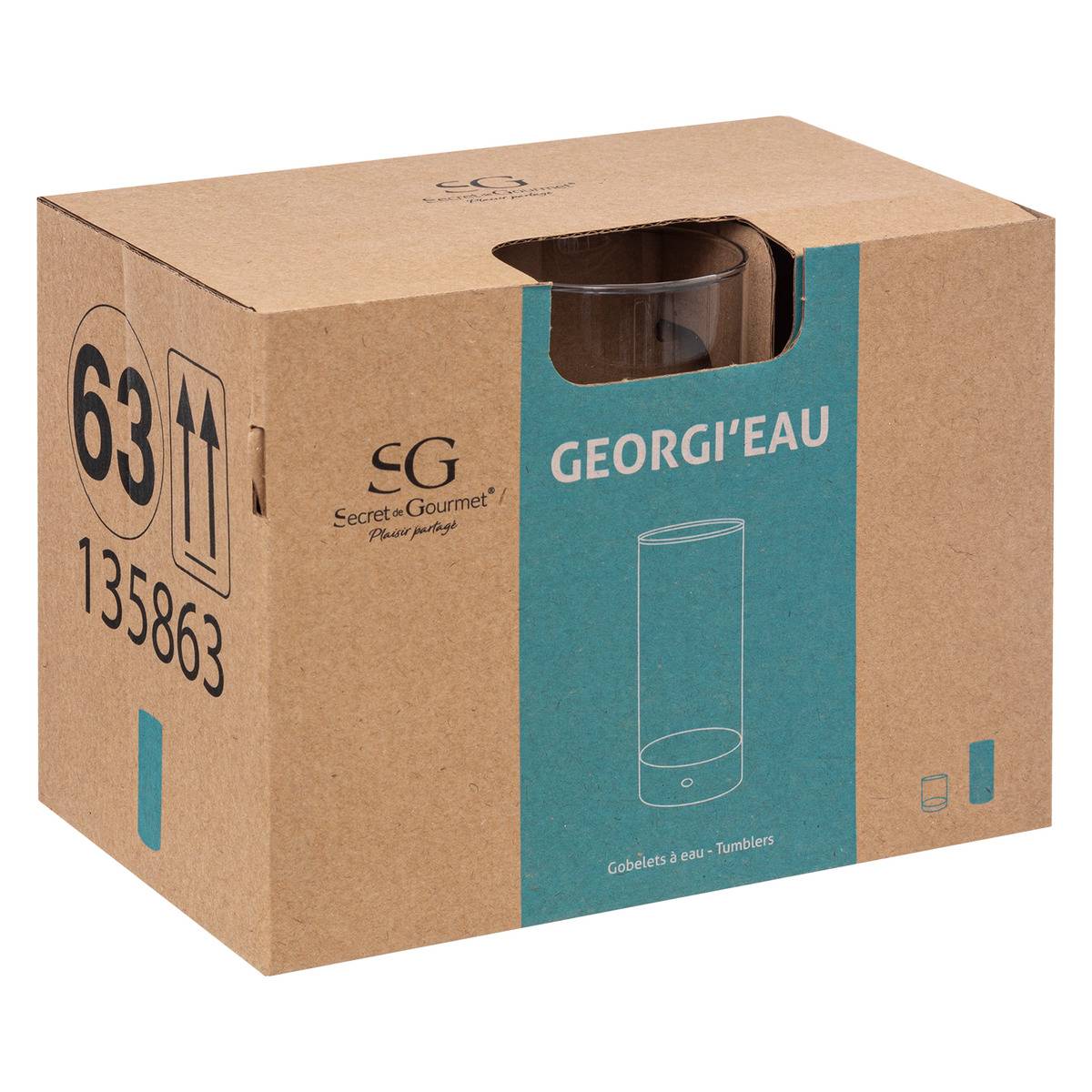 Lot de 6 verres hauts en verre transparent 29 cl GEORG'IEAU transparent, SECRET DE GOURMET