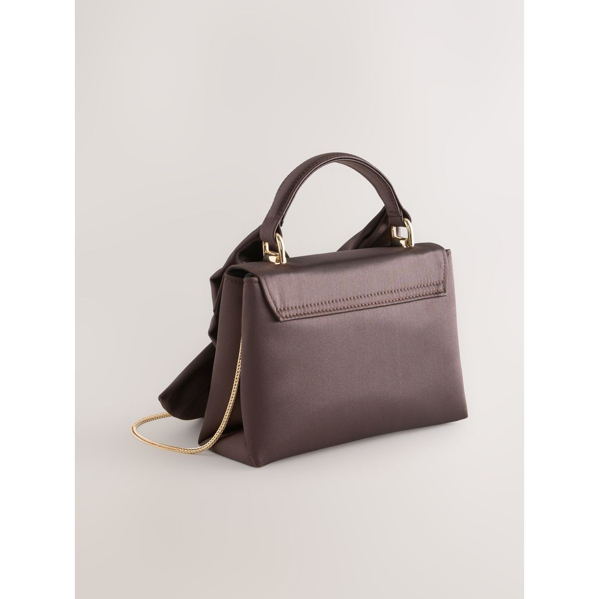 Sac à main avec nœud effet satin marron chocolat, NEXT
