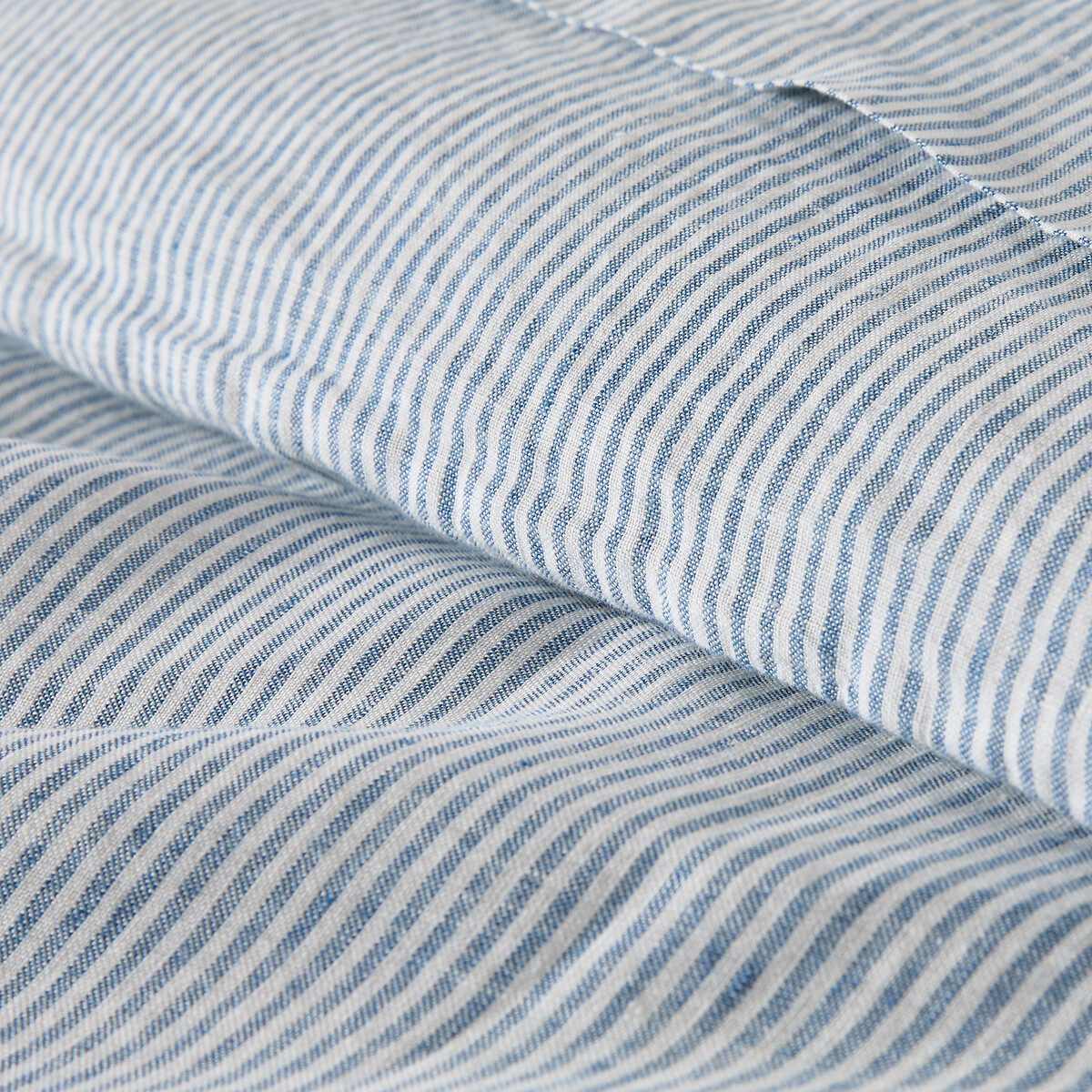 Housse de couette en lin lavé, Limona bleu rayé bleu, LA REDOUTE INTERIEURS