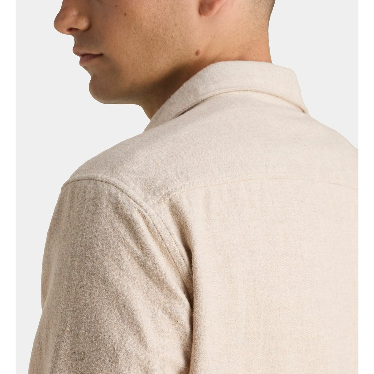 Chemise rirflan droite en coton bio écru et beige, GALERIES LAFAYETTE