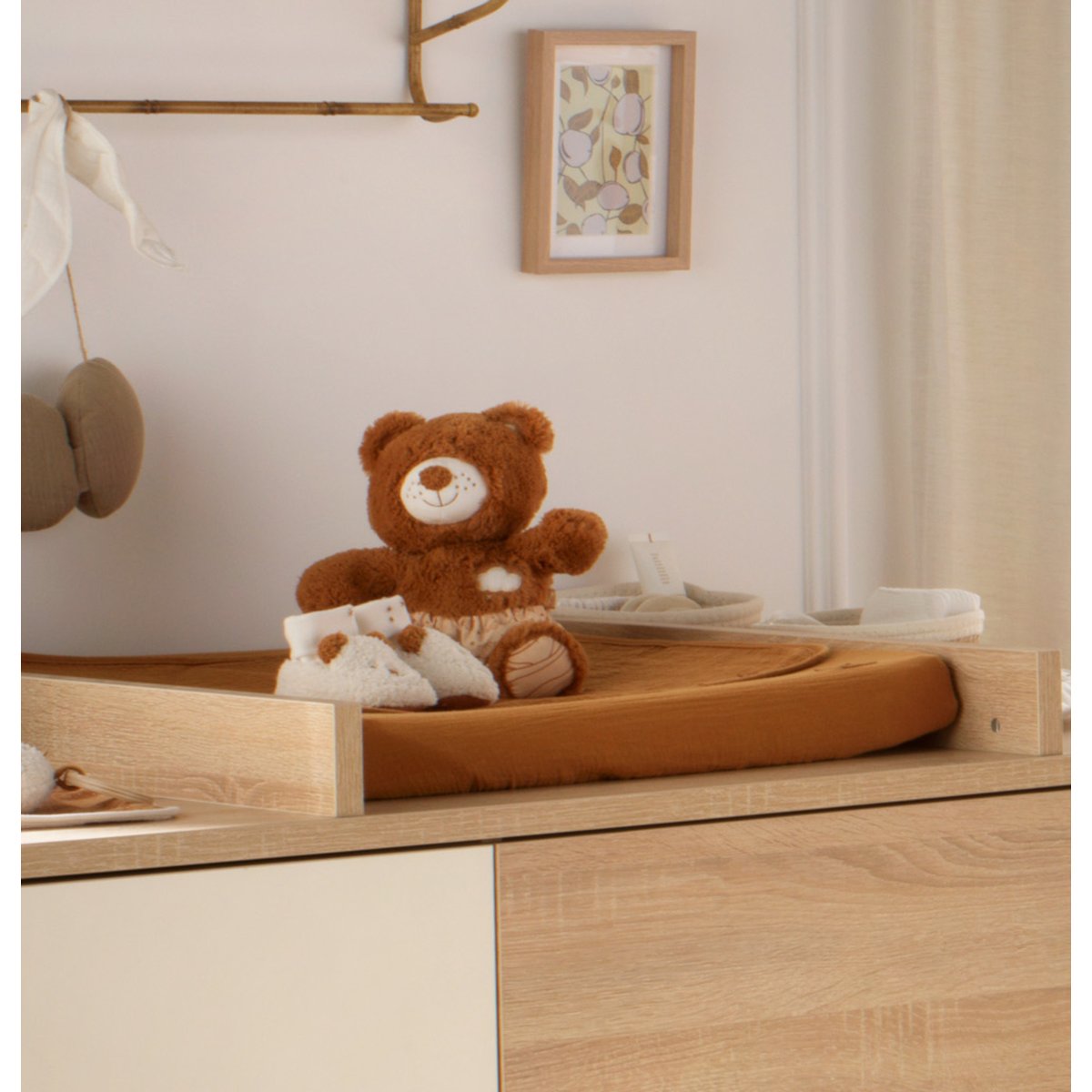 Chaussons bébé en sherpa ourson beige, SAUTHON