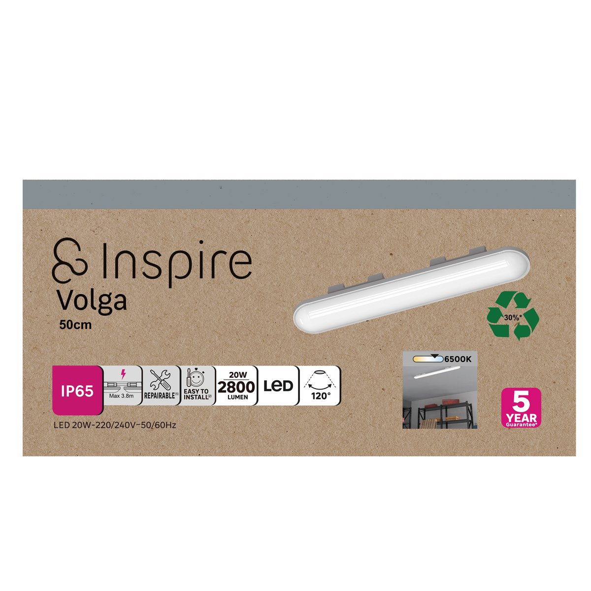 Réglette LED, VOLGA gris / argent, INSPIRE