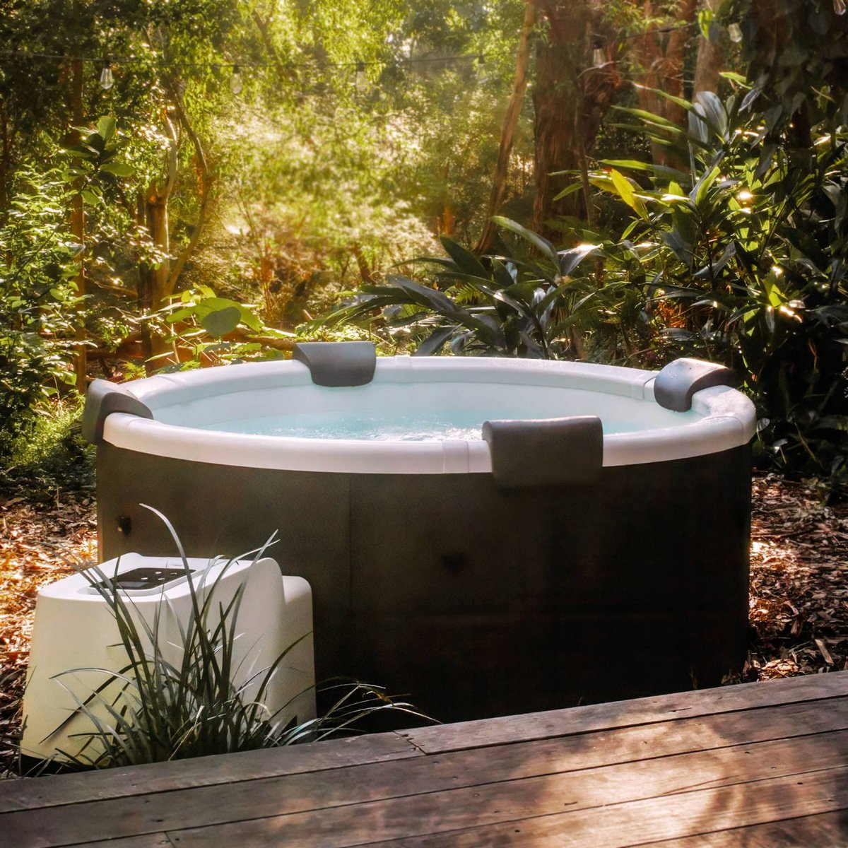 Spa rigide 6 places 180cm rond hydromassage 4 coussins bâche + housse DENVER couleur unique, MSPA