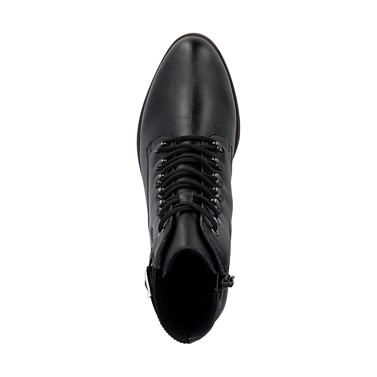 Bottines noires à talon décroché moyen avec des lacets et un zip latéral noires, RIEKER