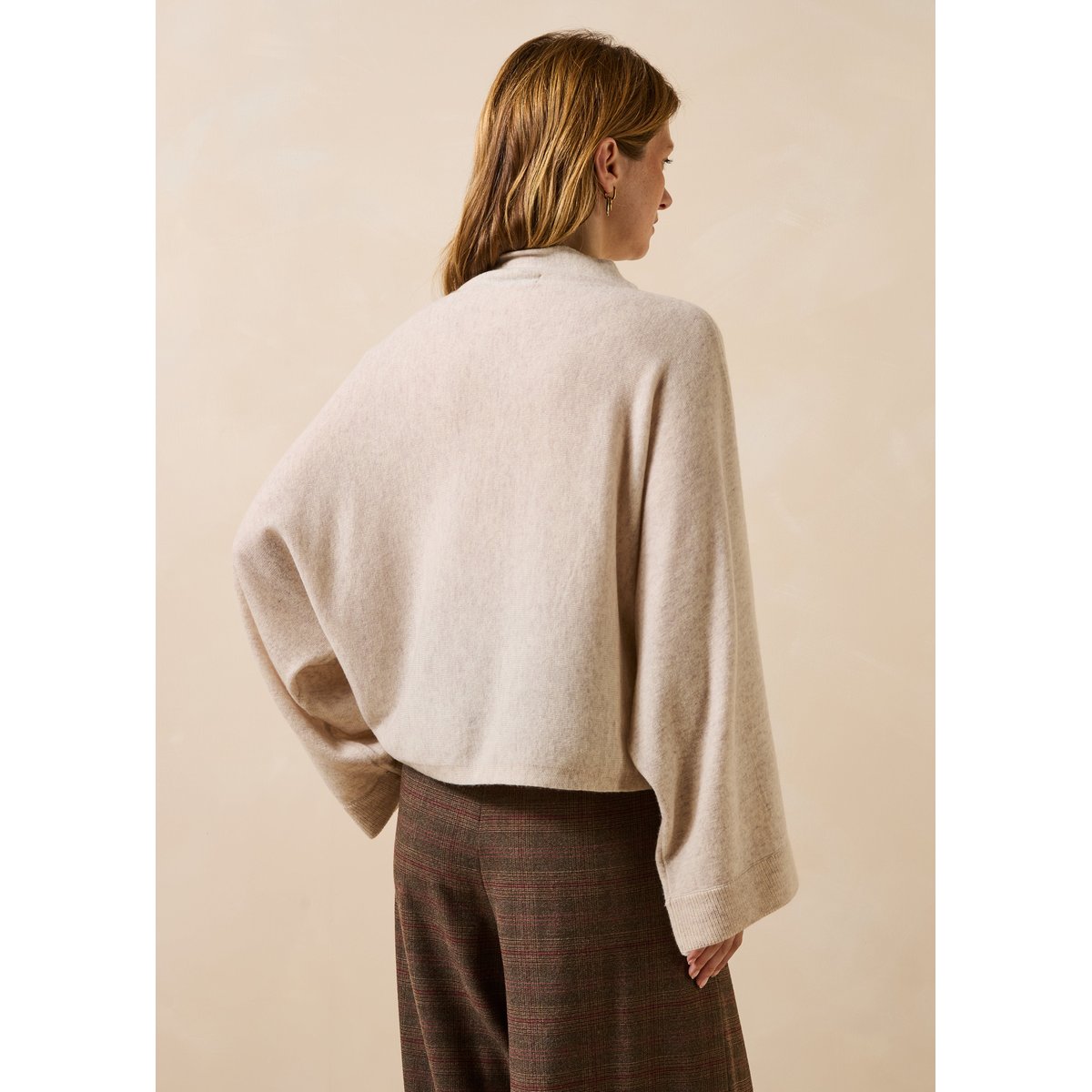 Pull manches longues en laine et cachemire greige, LA FEE MARABOUTEE