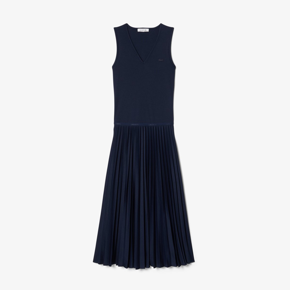 Robe longue plissée sans manches bleu-166, LACOSTE