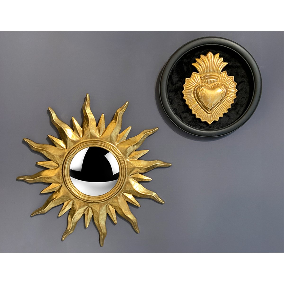 Miroir convexe soleil 31cm or, EMDE