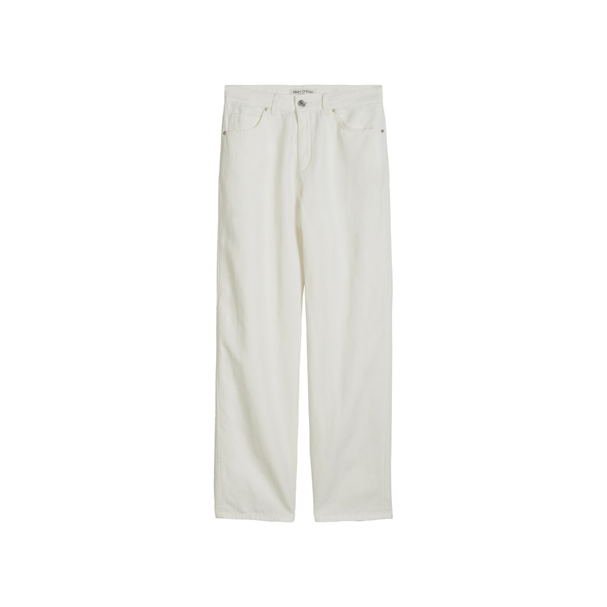 Jeans relaxed en mélange coton organique/lin blanc, MARC O'POLO