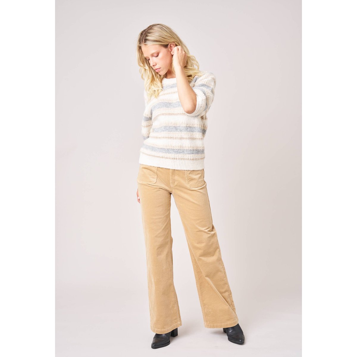 Pull femme à rayures OYANA grey, DEELUXE