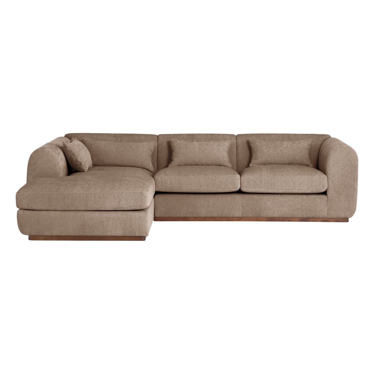 Canapé d’angle gauche en velours texturé BRENVO marron, WOOOD