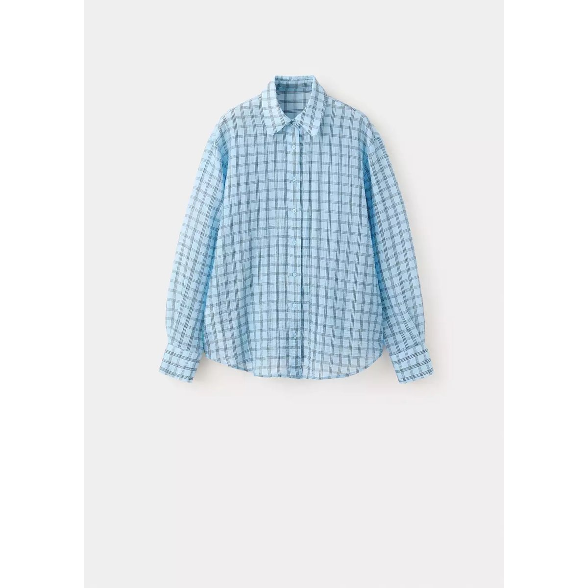 Chemise en lyocell texture à carreaux bleu ciel, MANGO