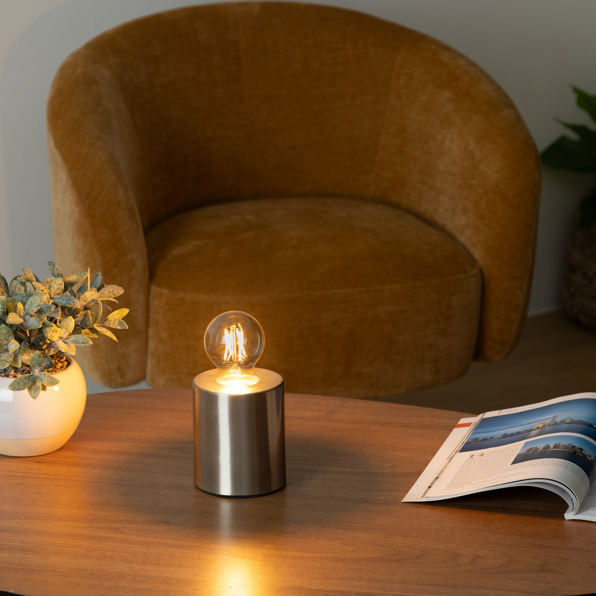 Lampe à poser métal sans abat-jour SABA argent, ATMOSPHERA