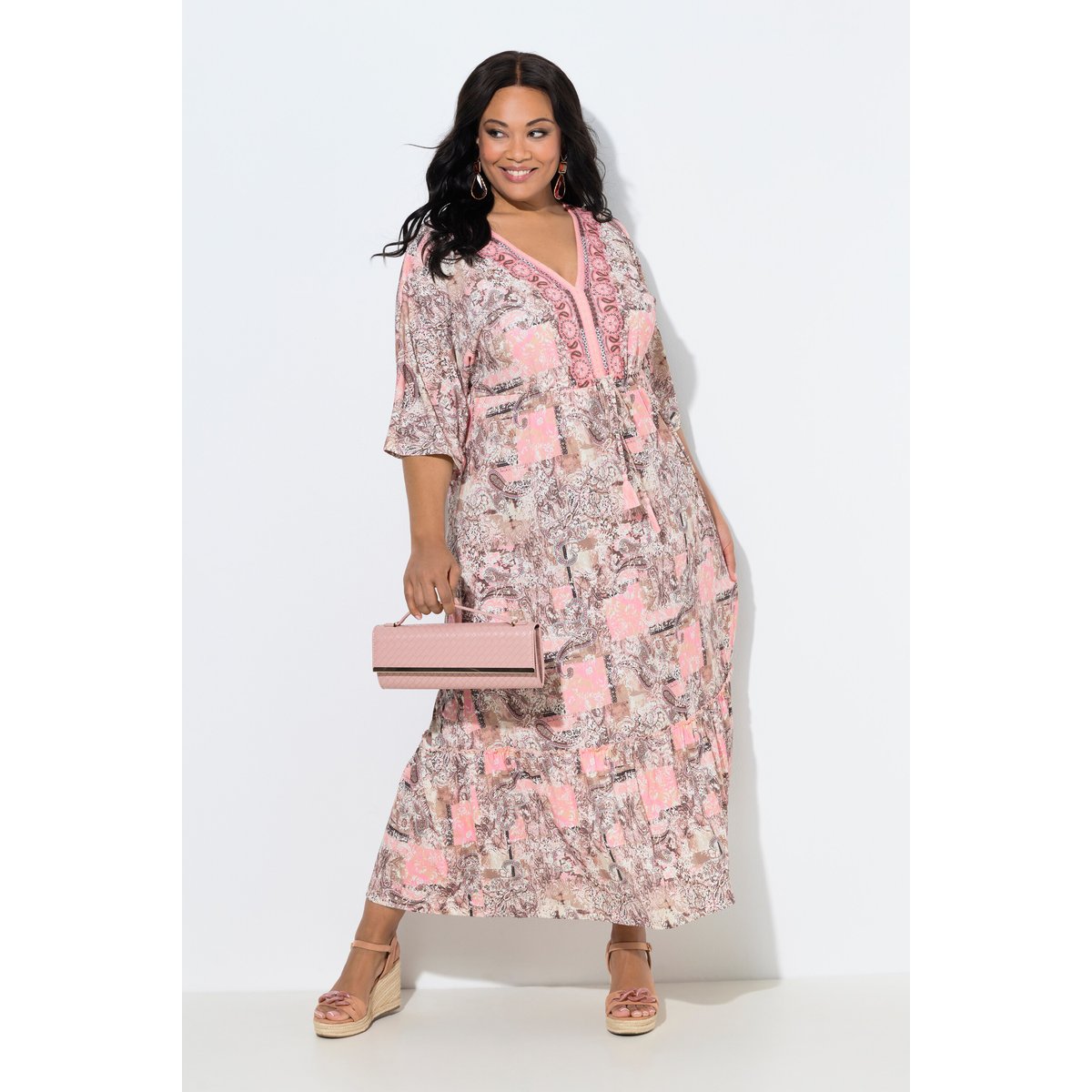Robe maxi avec volant, coupe évasée jaune doux, ULLA POPKEN