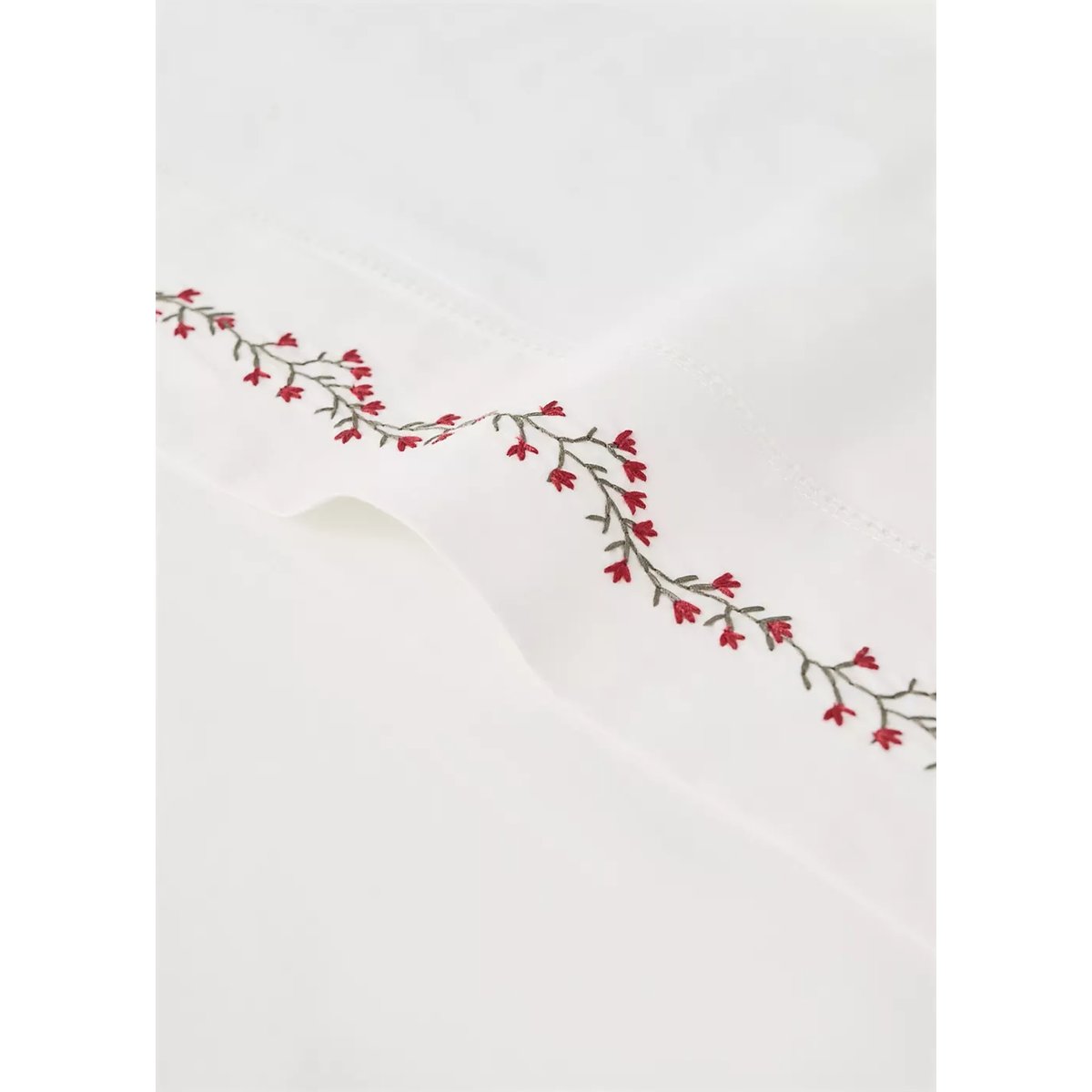 Drap plat percale de coton brodé lit 90 cm blanc cassé, MANGO HOME