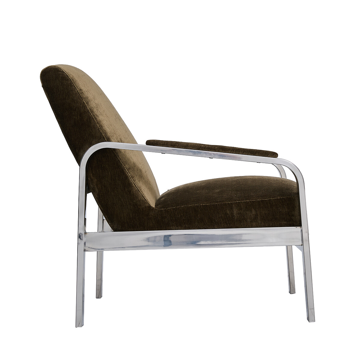 Zenny Chenille Chrome Frame Armchair khaki, ÉDITÉ