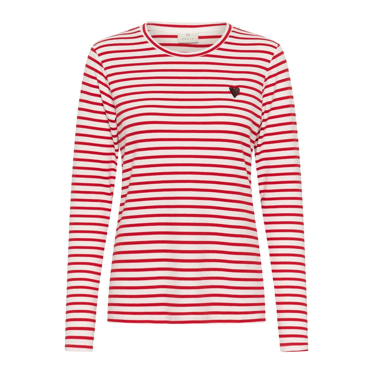T-shirt à manches longues blanc rouge chalk/red - coffee heart, KAFFE