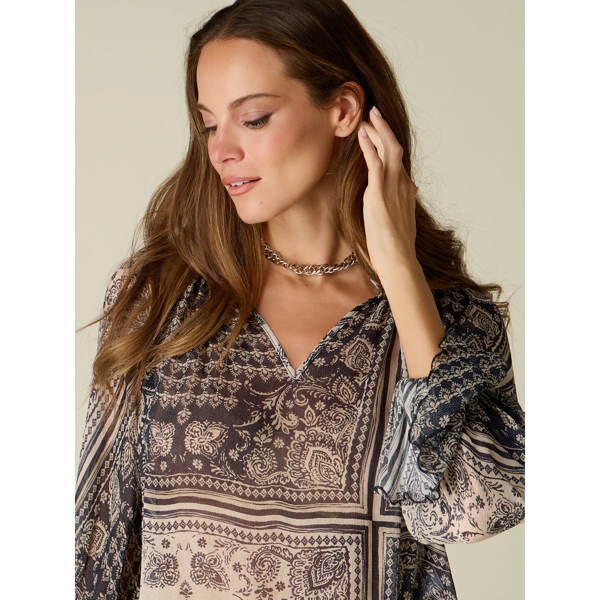 Blouse à motifs bleu, OLTRE