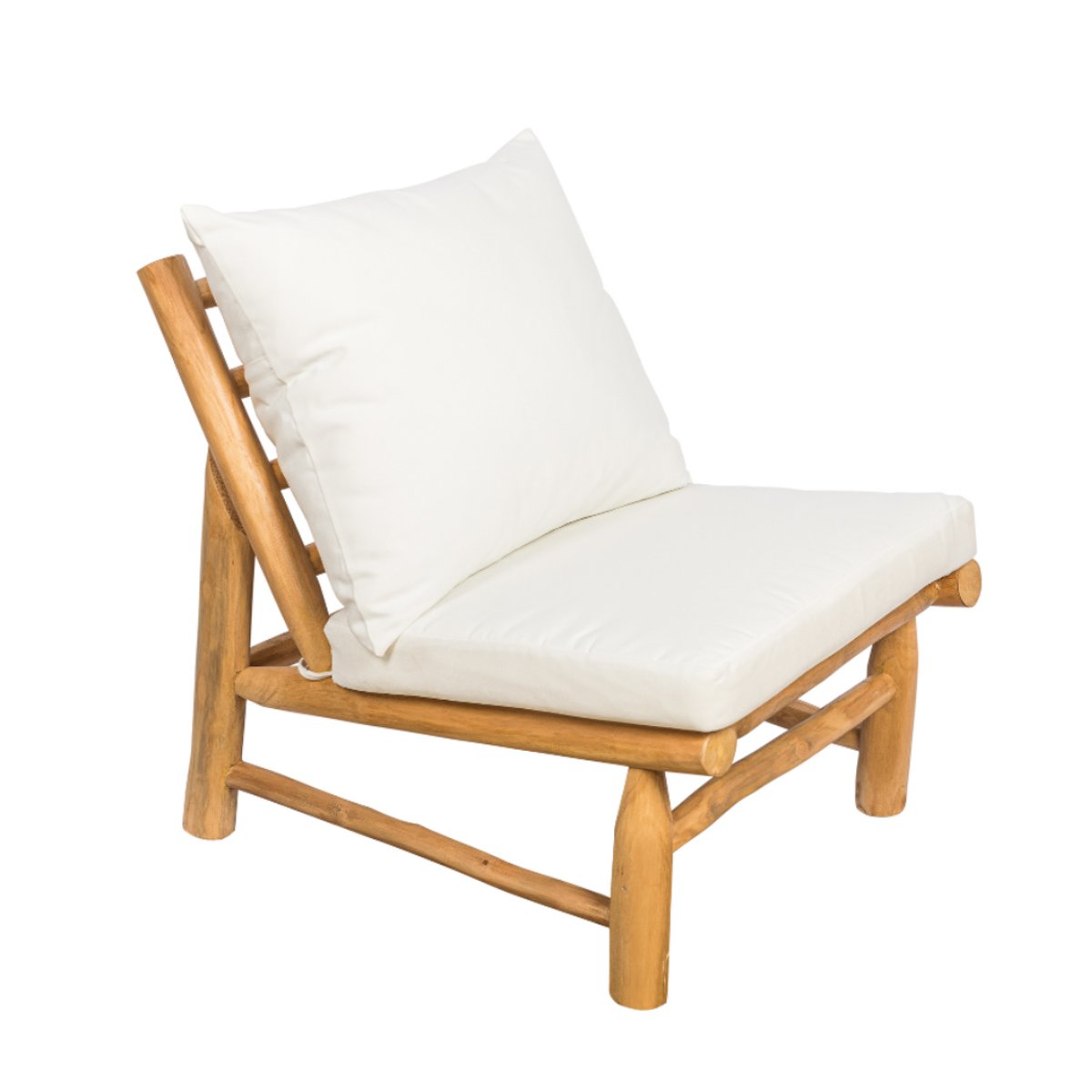 Fauteuil extérieur en teck avec coussins YAGO naturel, HYDILE