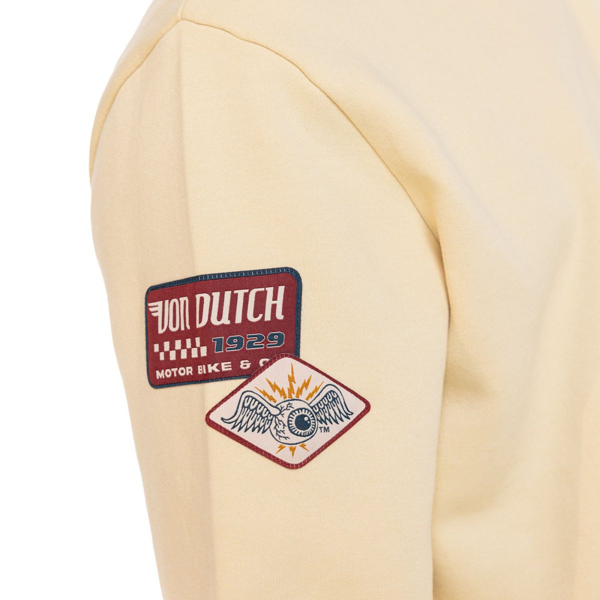 Sweatshirt coton LEWIS beige/bleu marine/rouge, VON DUTCH