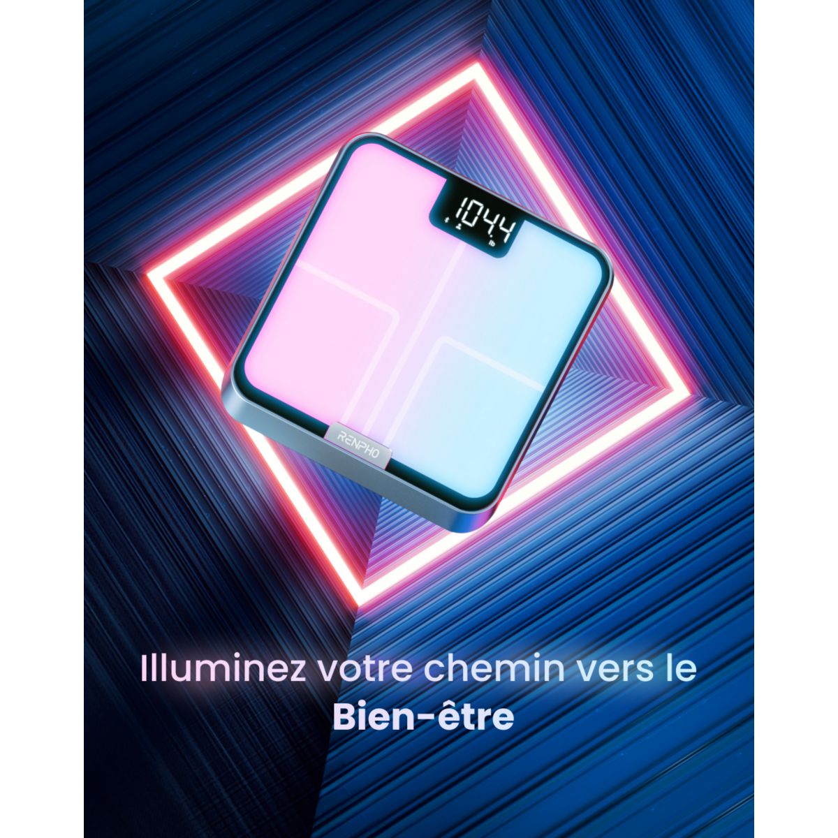 Pèse personne connecté Elis Chroma A017 - Impédancemètre Intelligent, Éclairage LED, 13 données corporelles - Rechargeable couleur unique, RENPHO