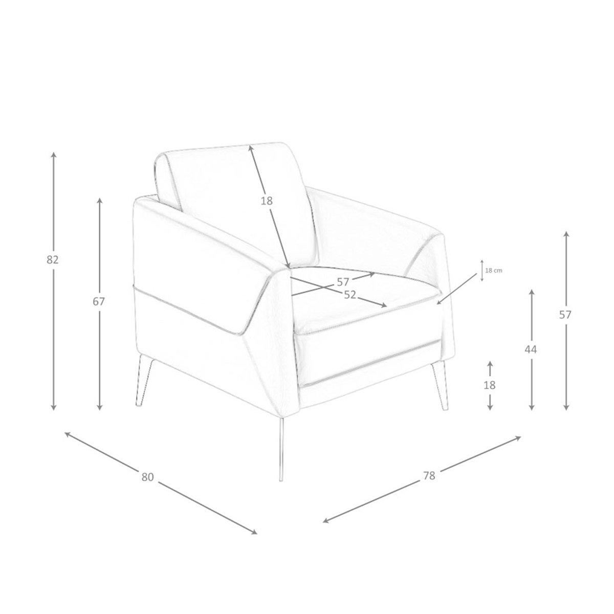 Fauteuil en cuir gris taupe | noir, ANGEL CERDA