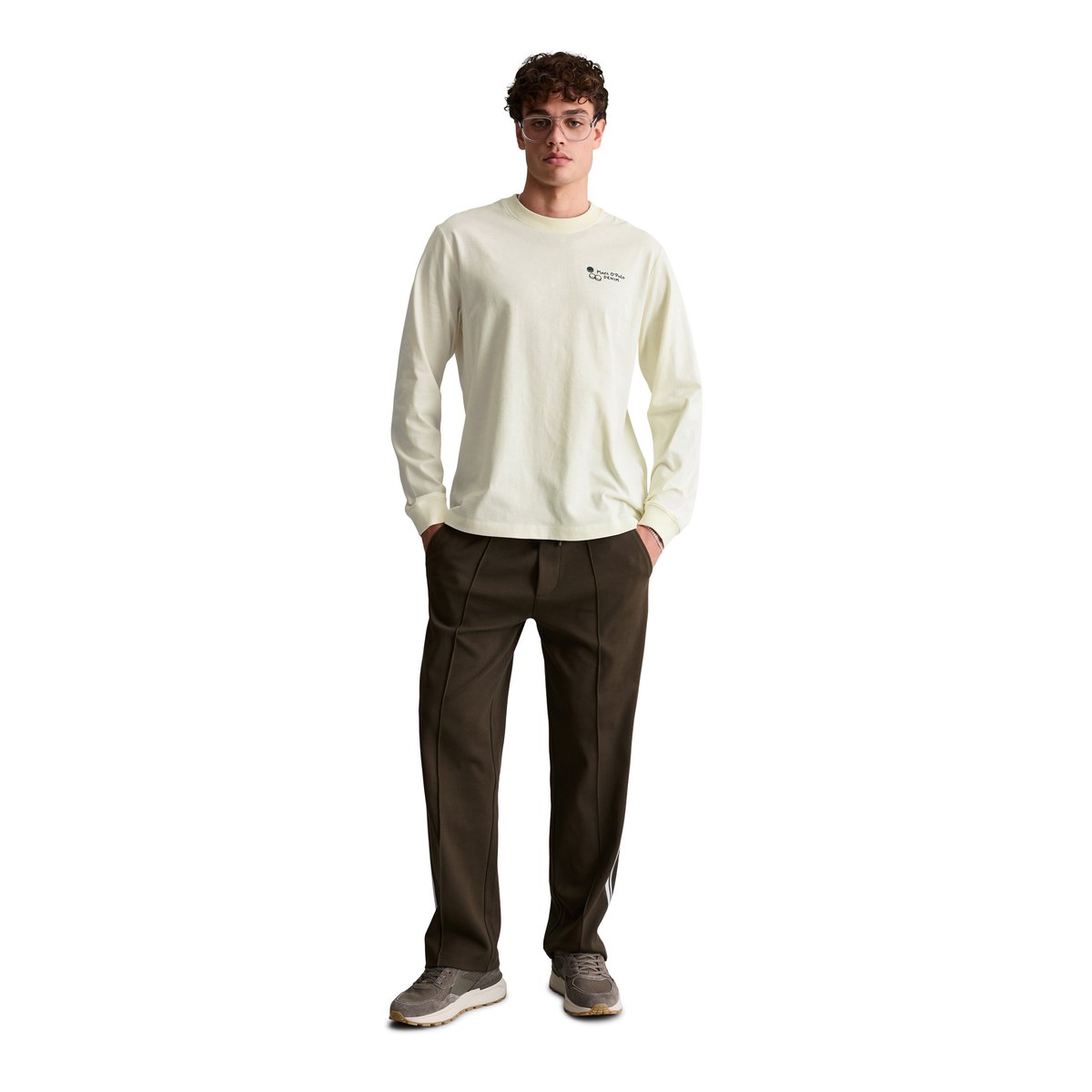 T-shirt à manches longues ample, en tissu épais avec un grand imprimé dans le dos blanc, MARC O’POLO DENIM