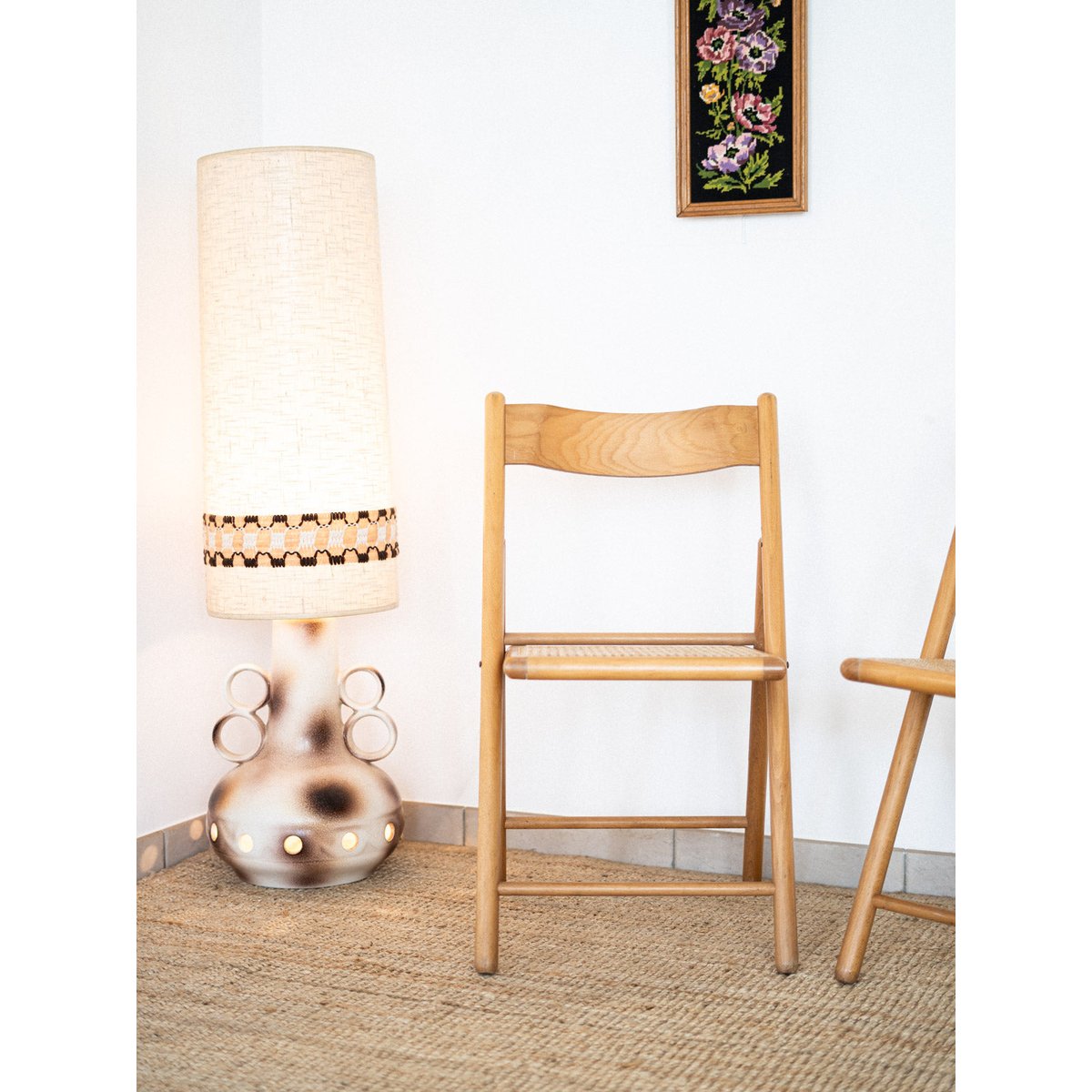 Lampadaire en céramique Julien N°171 - Bon état beige, DEBONGOUT
