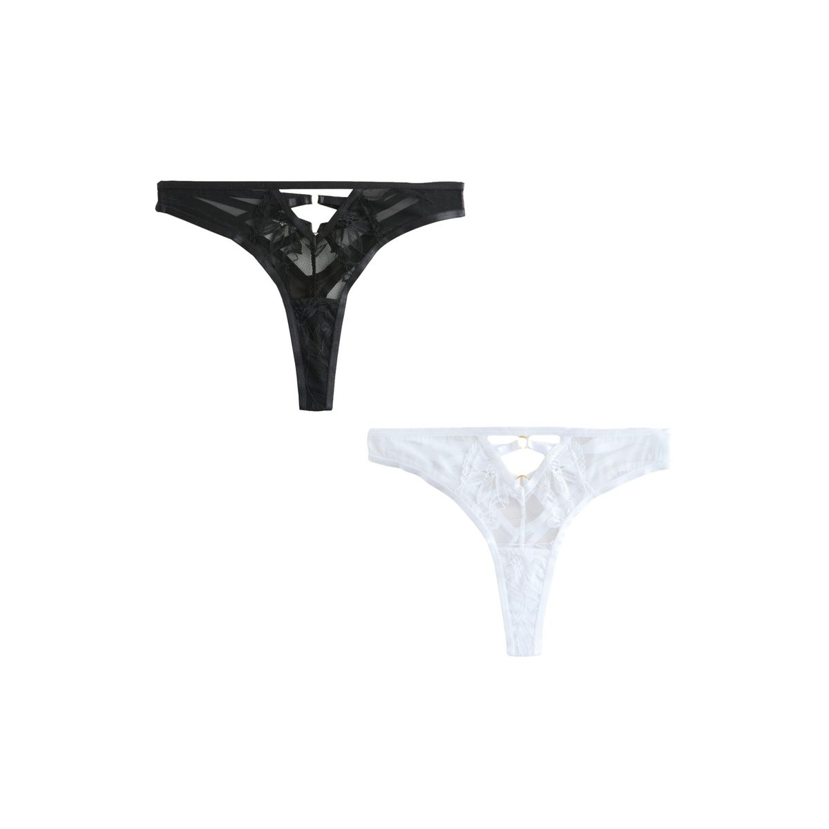 Culotte en dentelle à lanières, lot de 2 noir/blanc, NEXT