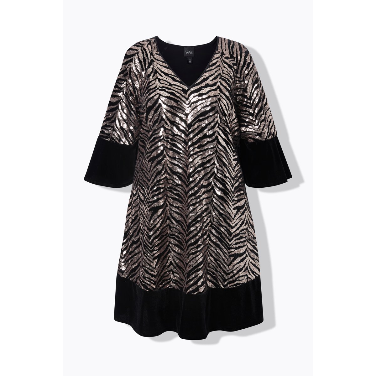 Robe en velours à paillettes, ligne en A noir, ULLA POPKEN