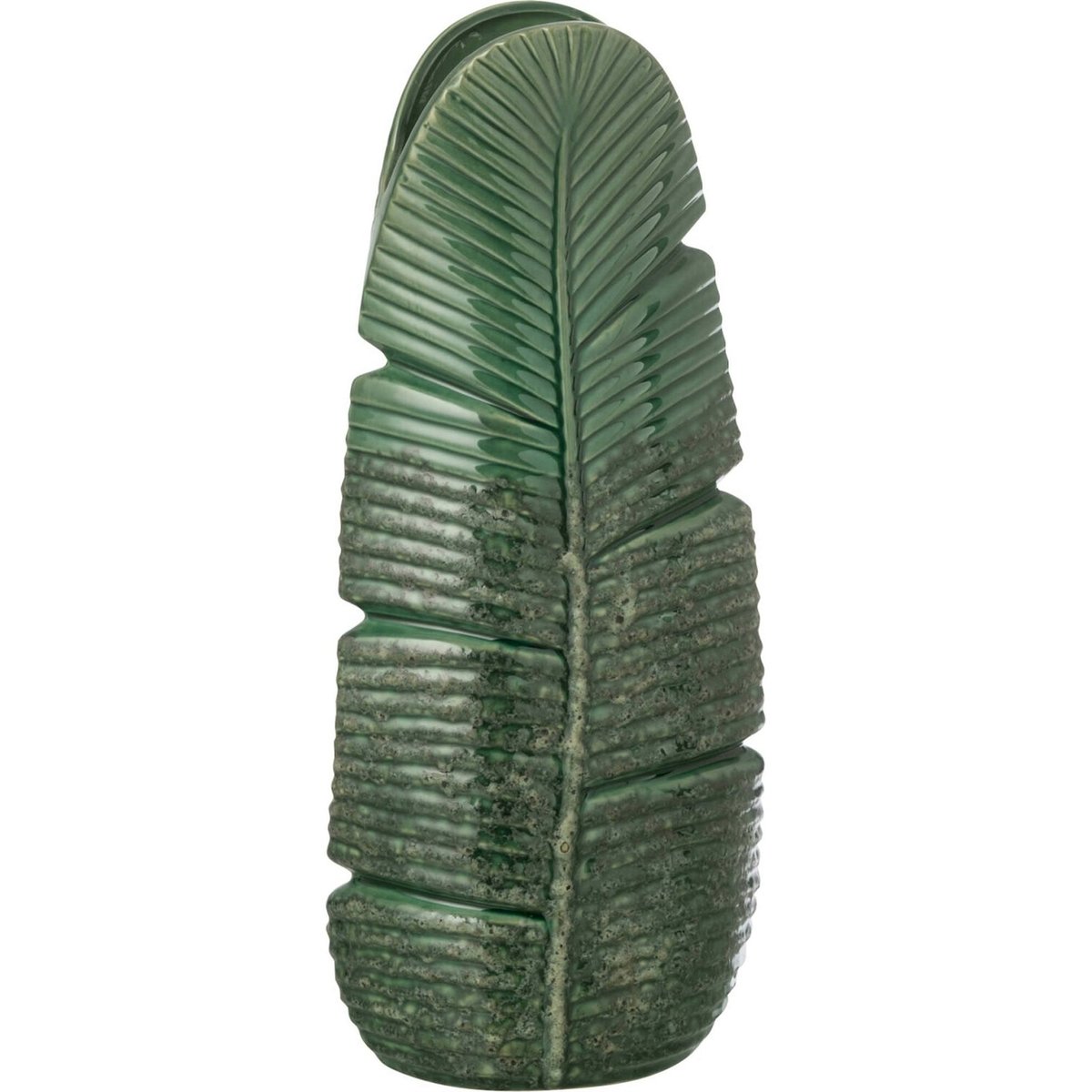 Vase feuille en poterie vert foncé, RECOLLECTION