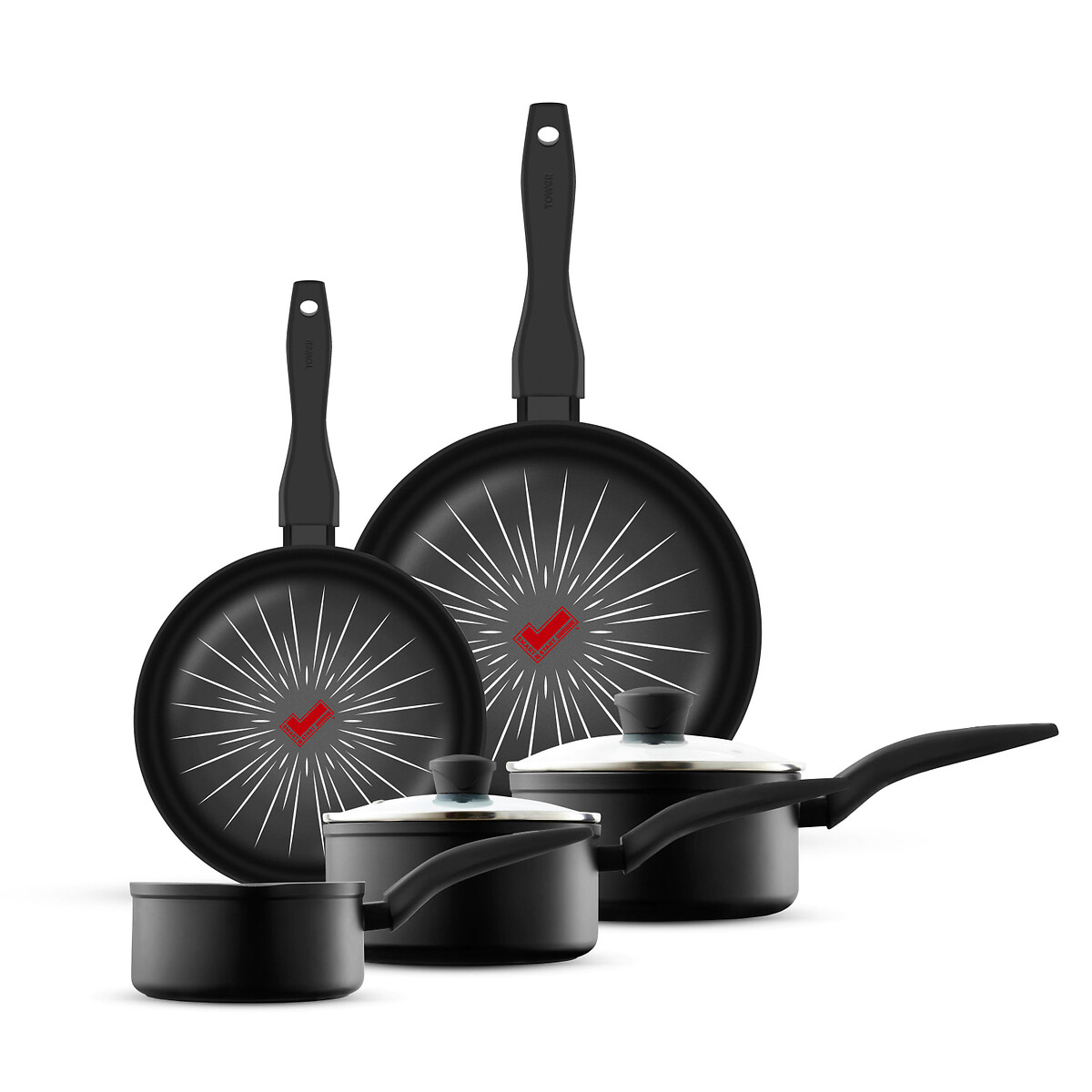5-Piece Smart Start Gourmet Cookware Set black, TOWER