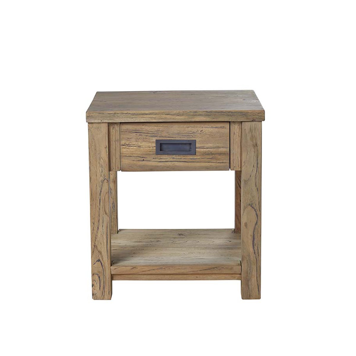 Table de chevet en bois de teck recyclé 1 tiroir CARGO naturel, BERAH GETAH