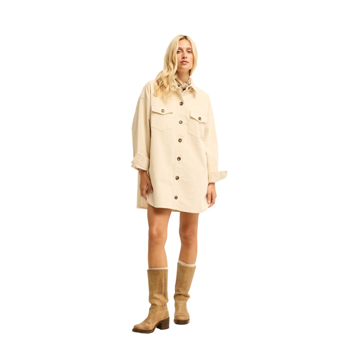 Robe en velours côtelé WINTER OCEAN blanc white cap, BILLABONG