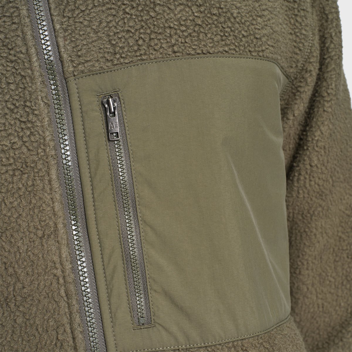 Polaire sherpa zippée col montant poches zippées T-KIT vert olive, AIGLE