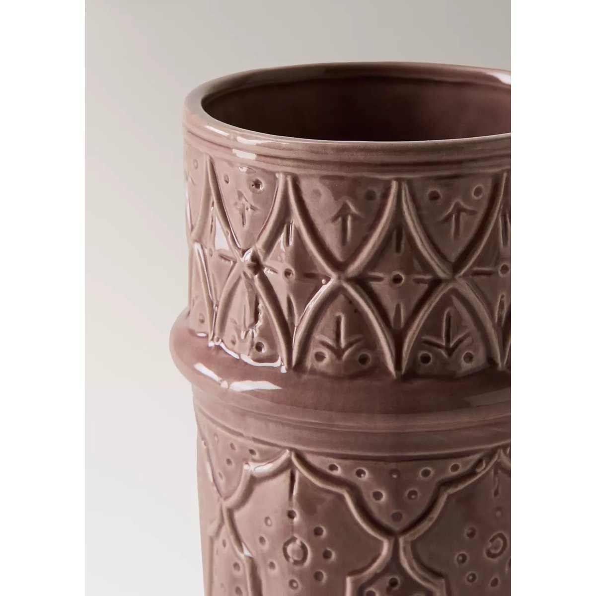 Grand vase en grès à relief rose, MANGO HOME