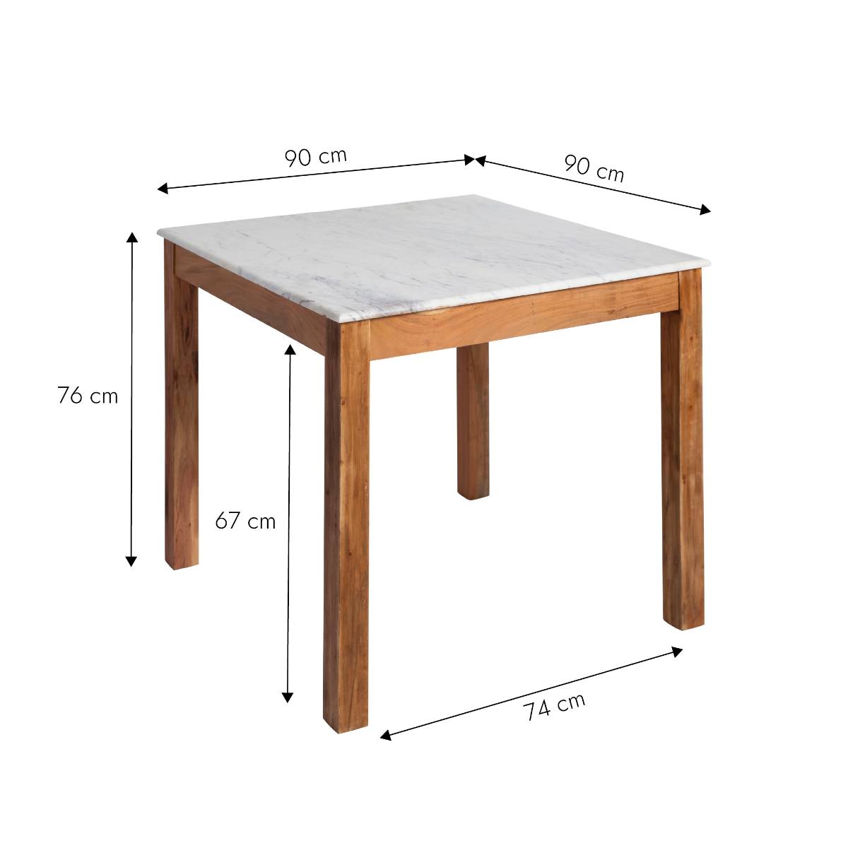 Table à manger en bois d'acacia ARTHURO blanc, MADE IN MEUBLES