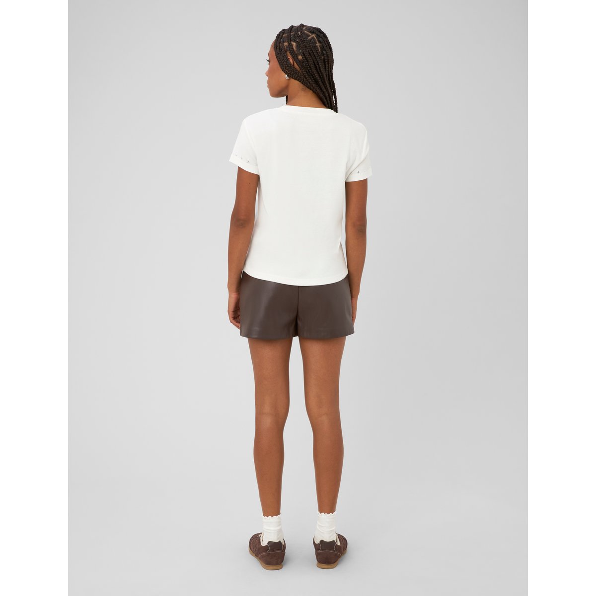 Jupe short effet enduit marron foncée, BZB