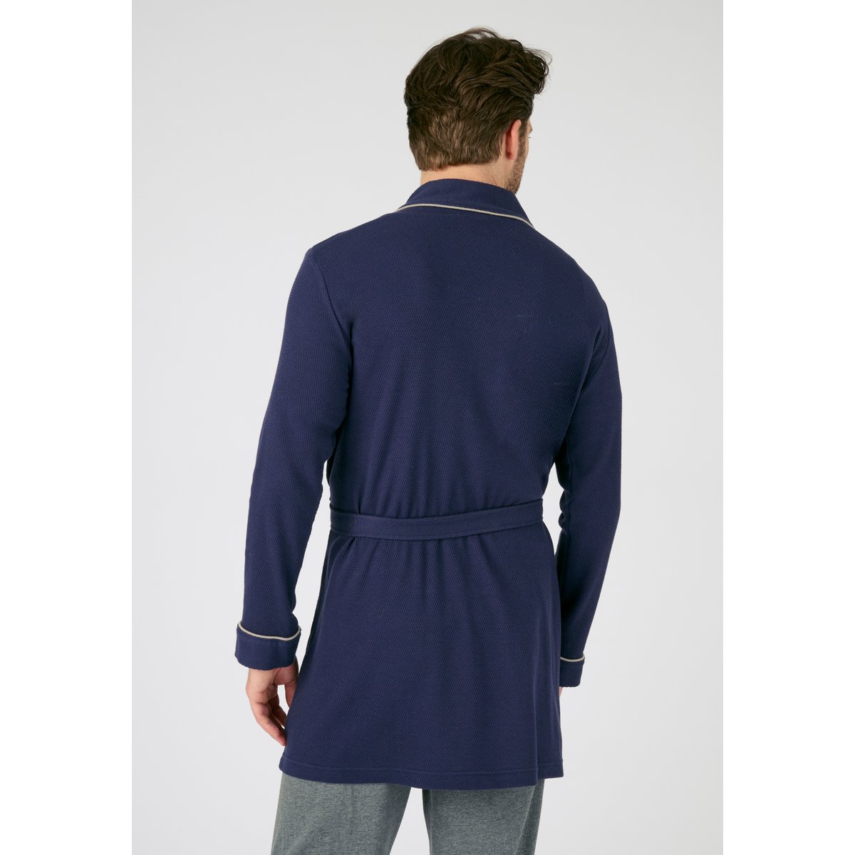 Robe de chambre maille nid d'abeille bleu marine, DAMART