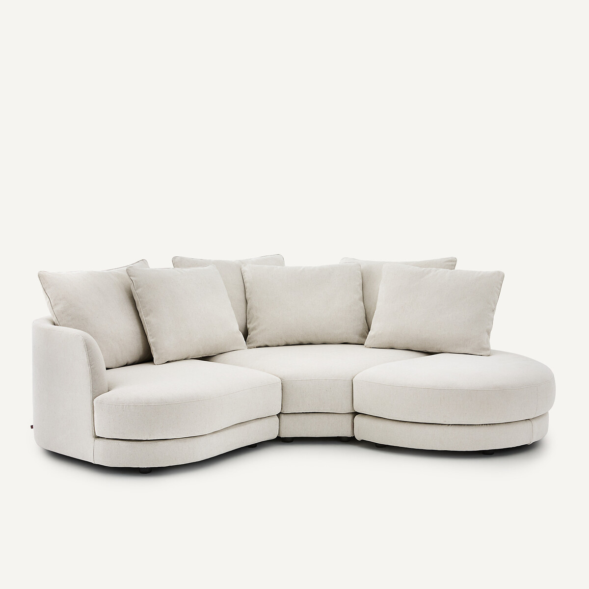 Demi-canapé gauche, arrondi, modulable en toile chinée, TIBERIO ivoire, AM.PM