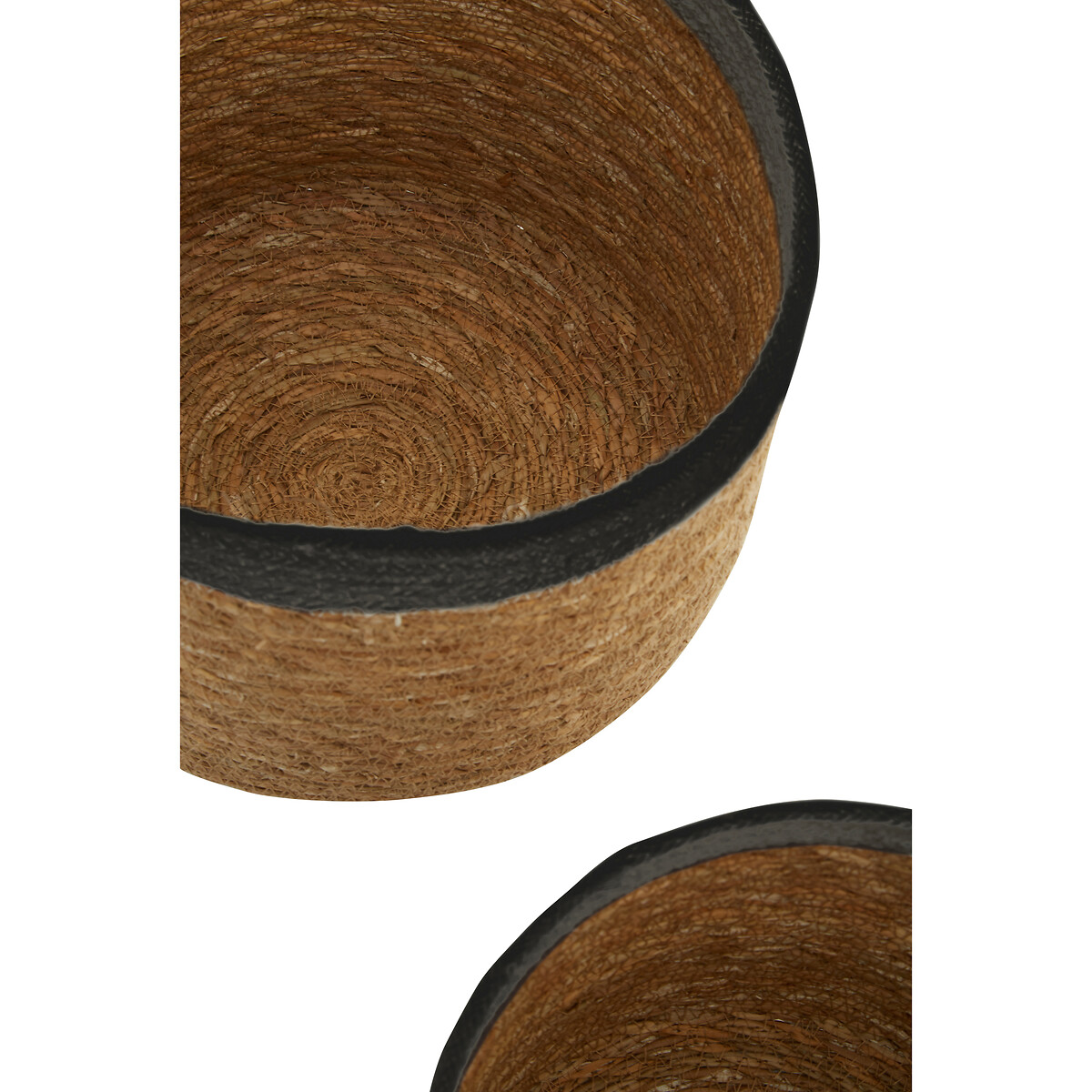 Set of 3 Seagrass Baskets with Black Trim natural, SO'HOME